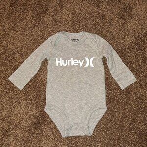 Hurley Gray&White Long Sleeve Bodysuit/Onesie 0-6 months